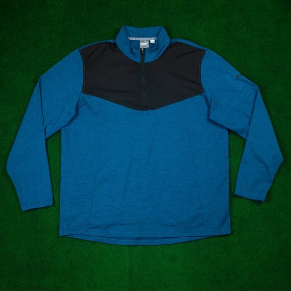 PUMA Heather Blue and Black ¼ Zip - Picture 2 of 4
